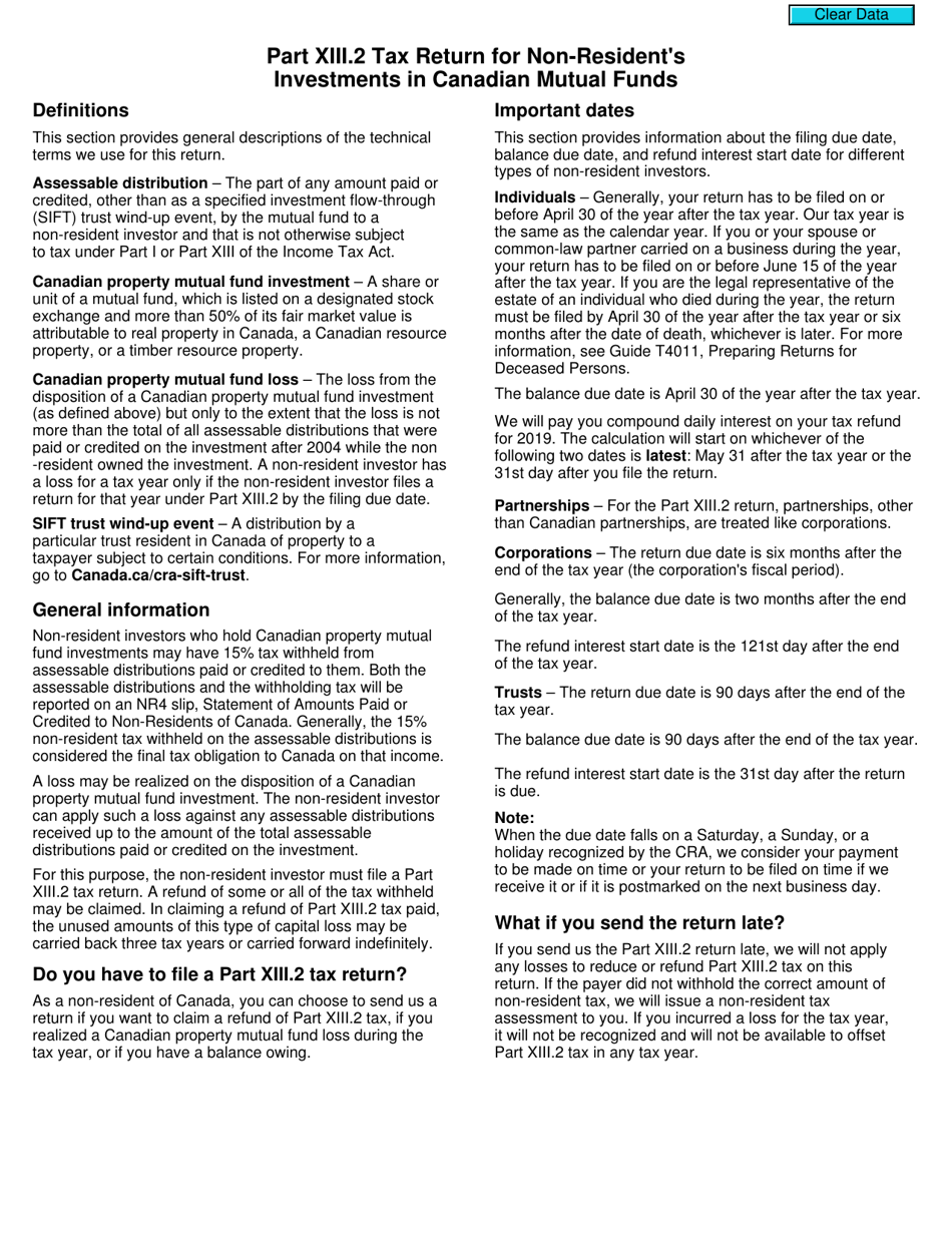 Form T1262 Tax Return for Non-residents Investments in Canadian Mutual Funds - Canada, Page 4