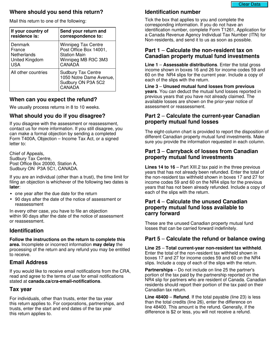 Form T1262 Tax Return for Non-residents Investments in Canadian Mutual Funds - Canada, Page 5
