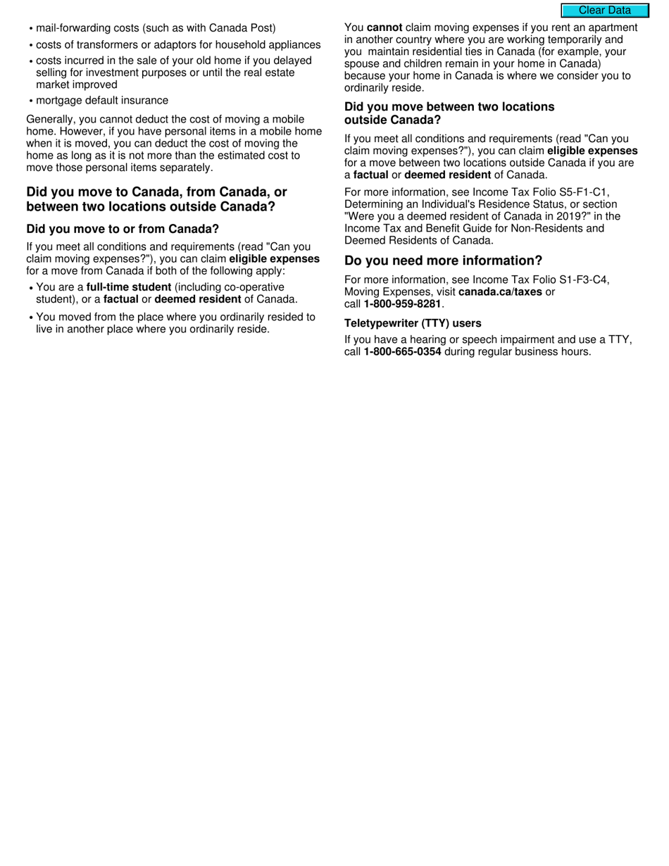 Form T1-M Moving Expenses Deduction - Canada, Page 3