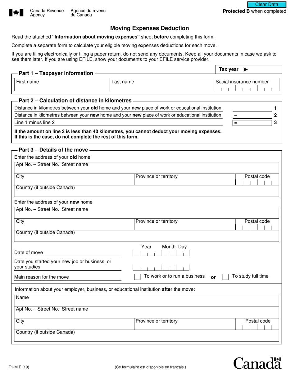 Form T1-M Moving Expenses Deduction - Canada, Page 4