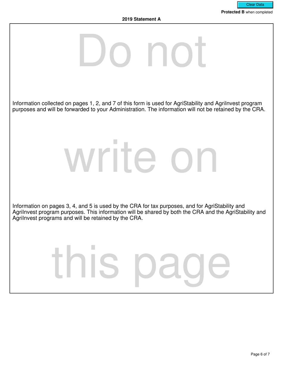 Form T1273 Statement a - Harmonized Agristability and Agriinvest Programs Information and Statement of Farming Activities for Individuals - Canada, Page 6
