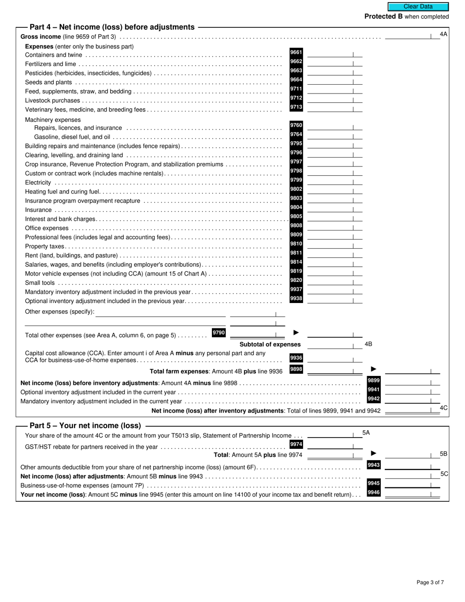 Form T2042 Statement of Farming Activities - Canada, Page 3