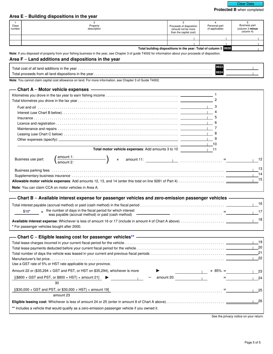 Form T2121 Statement of Fishing Activities - Canada, Page 5