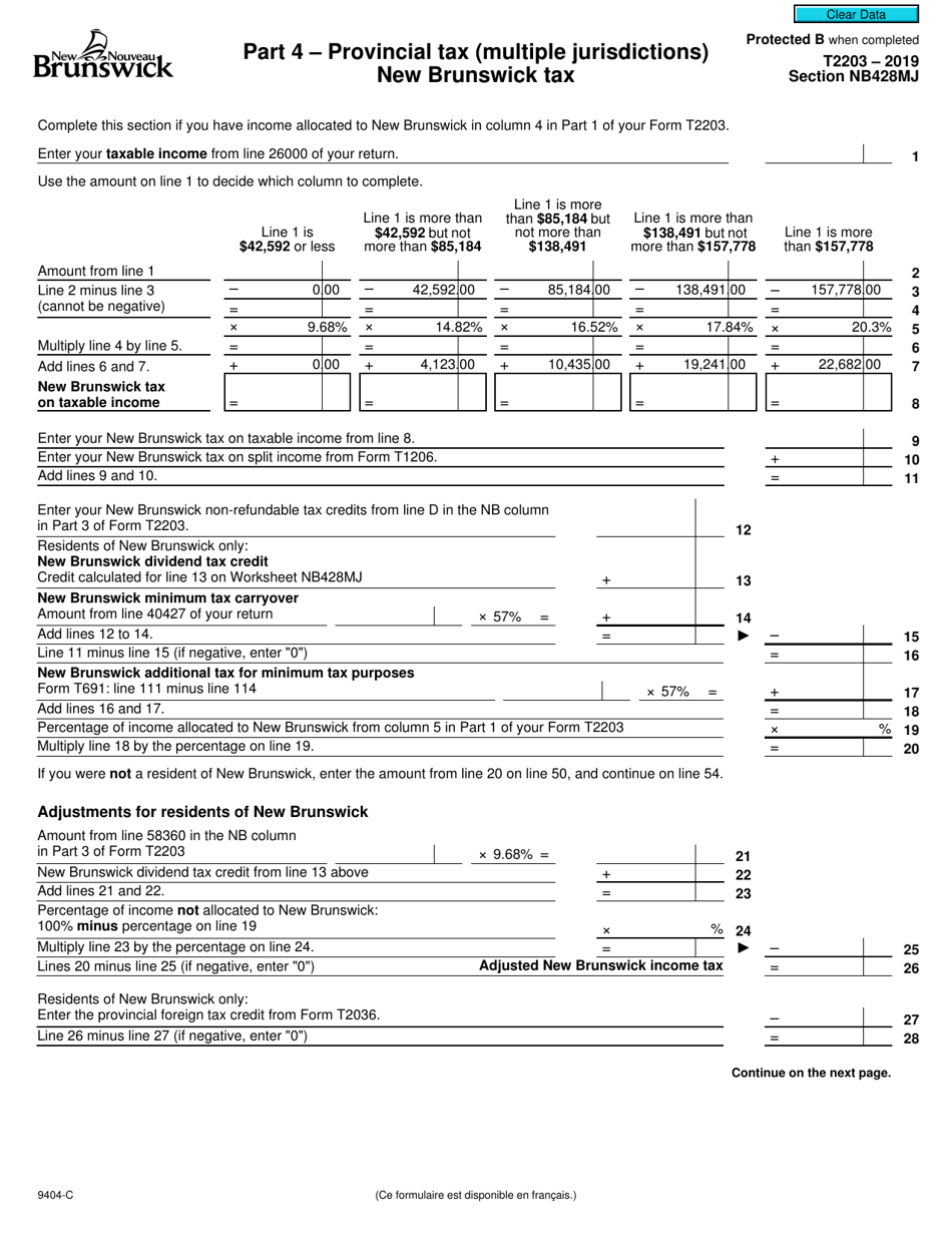 Form T2203 (9404C) Section NB428MJ 2019 Fill Out, Sign Online and