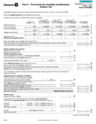 Form T2203 (9406-C) Section ON428MJ Part 4 - Provincial Tax (Multiple Jurisdictions) Ontario Tax - Canada