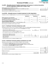 Form T2203 (9412-D) Worksheet NT428MJ Northwest Territories - Canada, Page 3