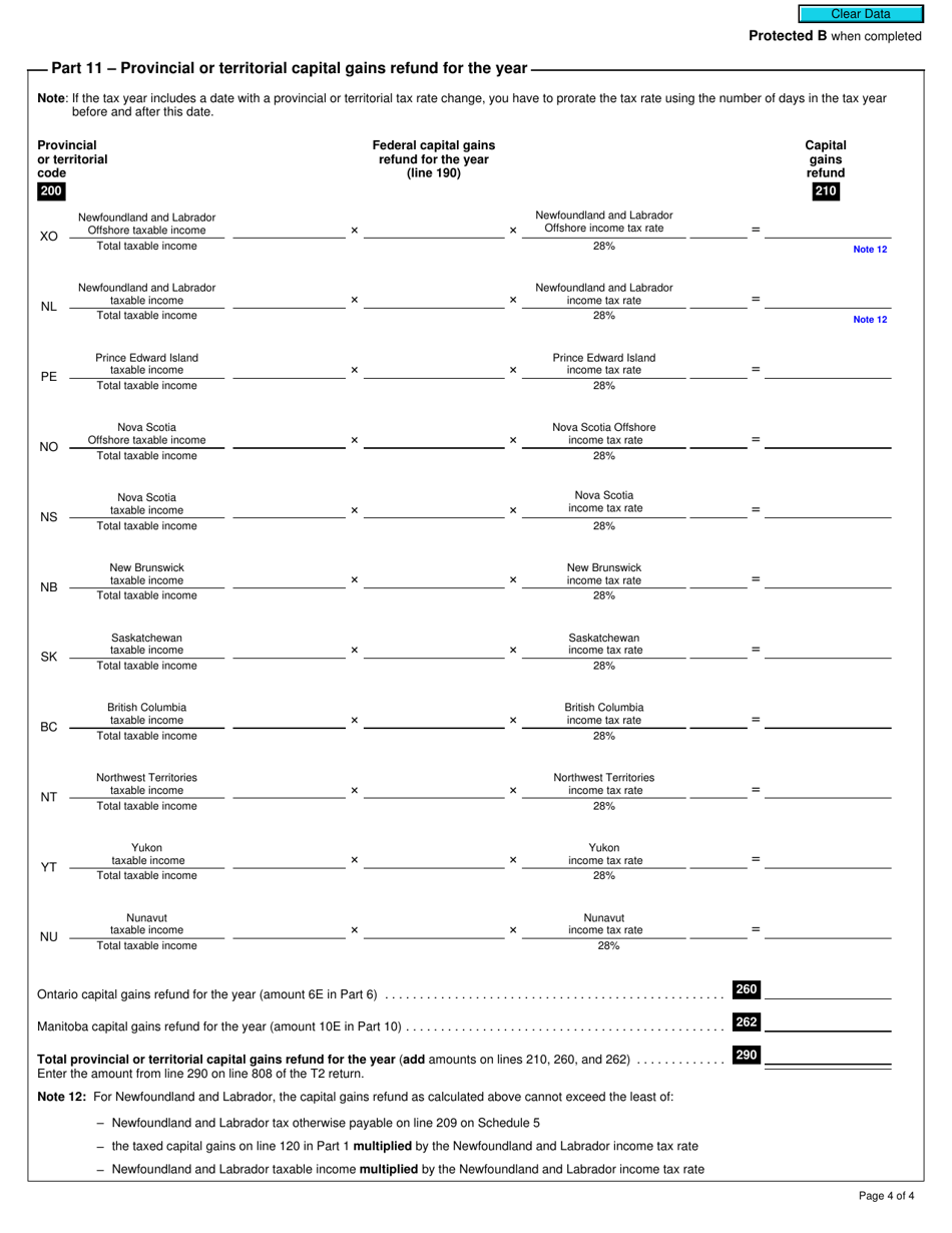 Form T2 Schedule 18 Federal and Provincial or Territorial Capital Gains Refund (2019 and Later Tax Years) - Canada, Page 4