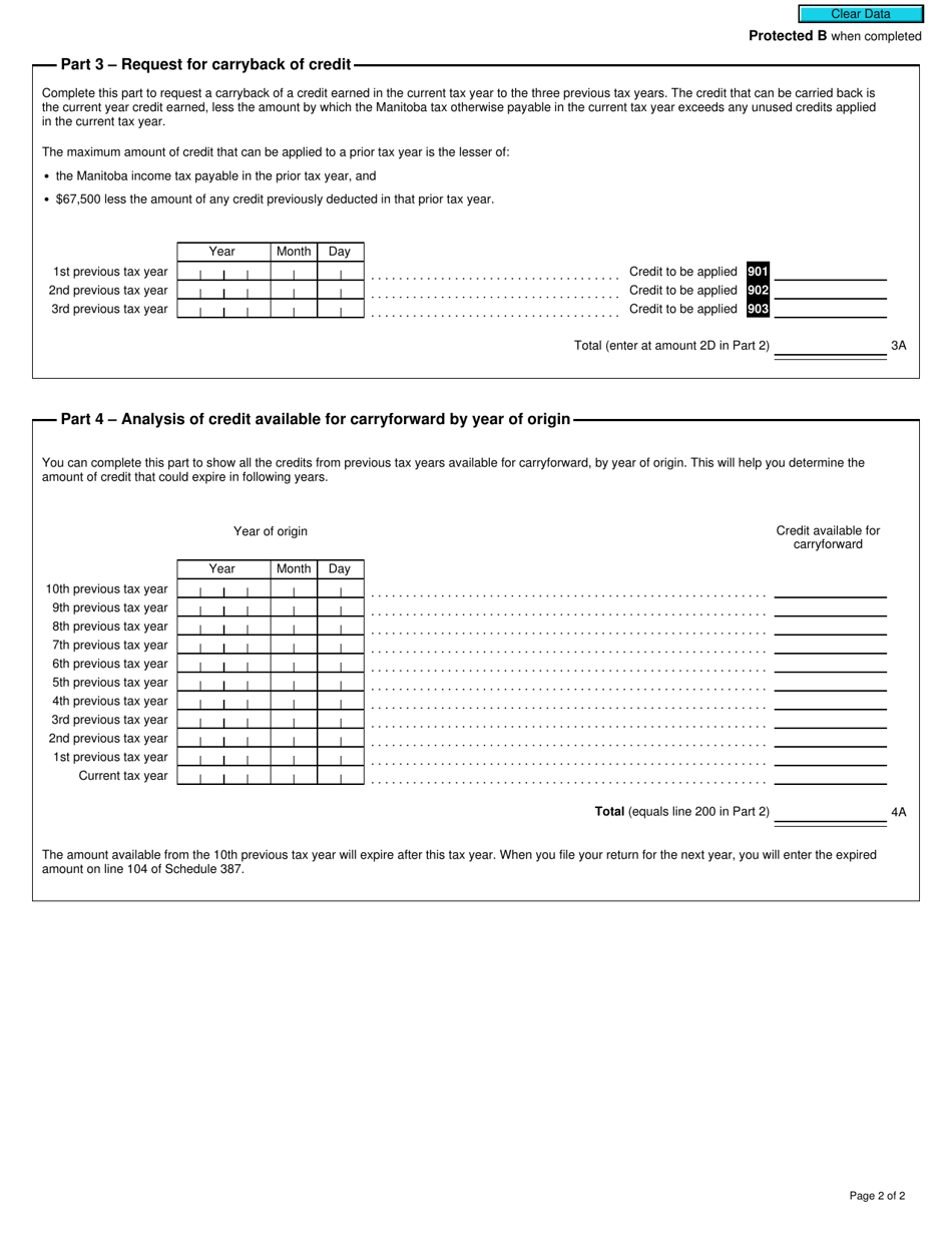 Form T2 Schedule 387 Manitoba Small Business Venture Capital Tax Credit (2019 and Later Tax Years) - Canada, Page 2