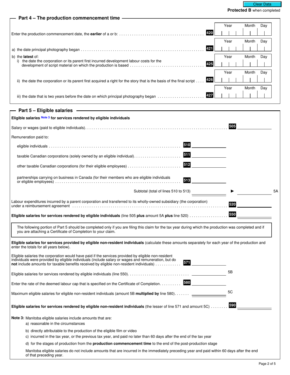 Form T2 Schedule 388 Manitoba Film and Video Production Tax Credit (2019 and Later Tax Years) - Canada, Page 2