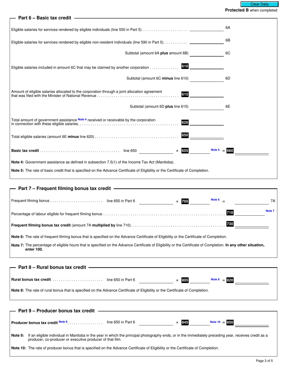 Form T2 Schedule 388 Manitoba Film and Video Production Tax Credit (2019 and Later Tax Years) - Canada, Page 3