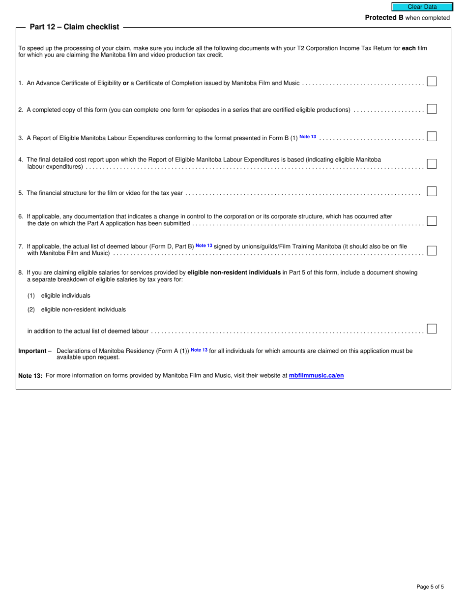 Form T2 Schedule 388 Manitoba Film and Video Production Tax Credit (2019 and Later Tax Years) - Canada, Page 5