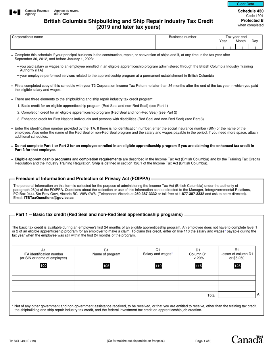 Form T2 Schedule 430 - Fill Out, Sign Online and Download Fillable PDF ...