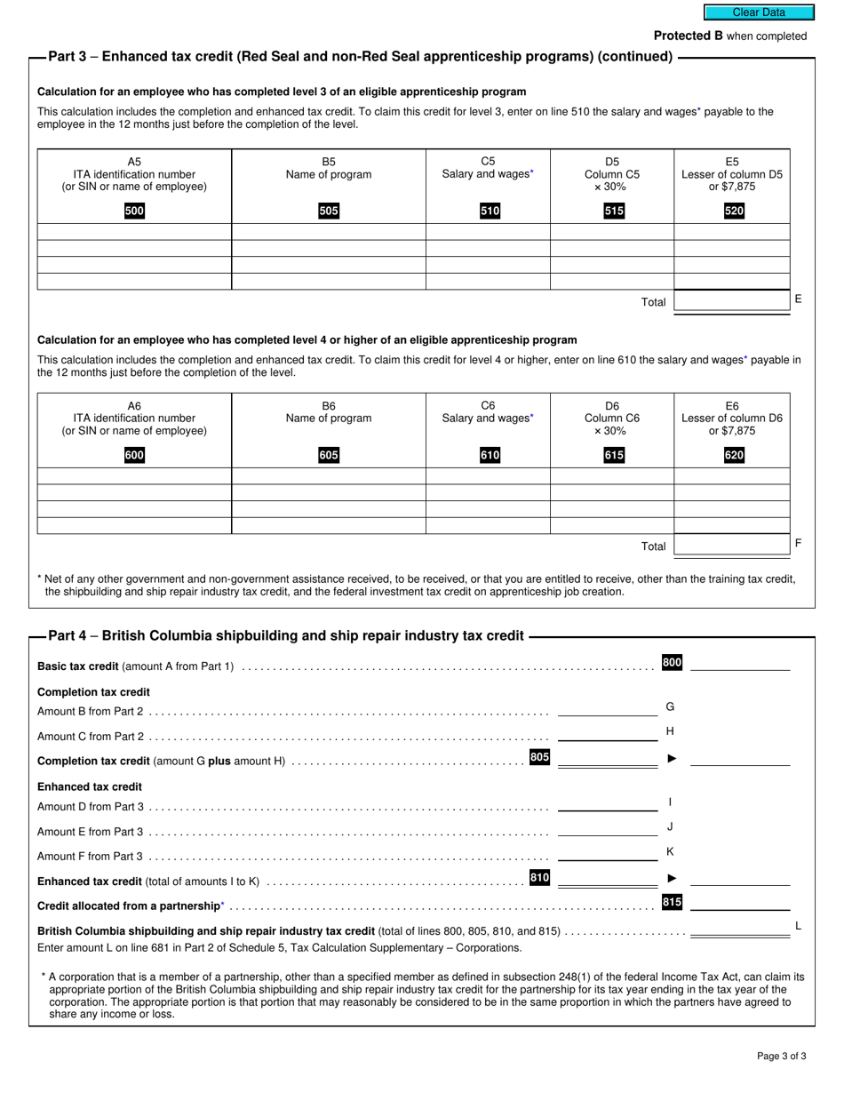 Form T2 Schedule 430 British Columbia Shipbuilding and Ship Repair Industry Tax Credit (2019 and Later Tax Years) - Canada, Page 3