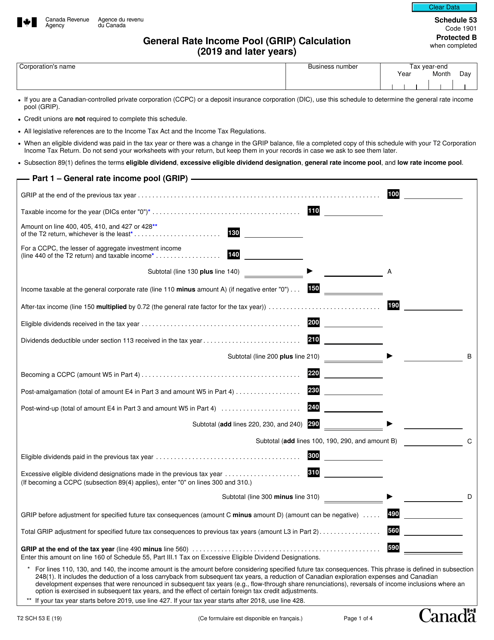 Form T2 Schedule 53  Printable Pdf