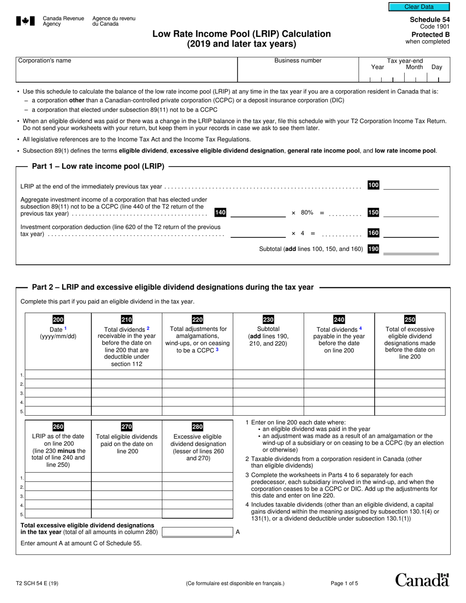 Form T2 Schedule 54 - Fill Out, Sign Online and Download Fillable PDF ...