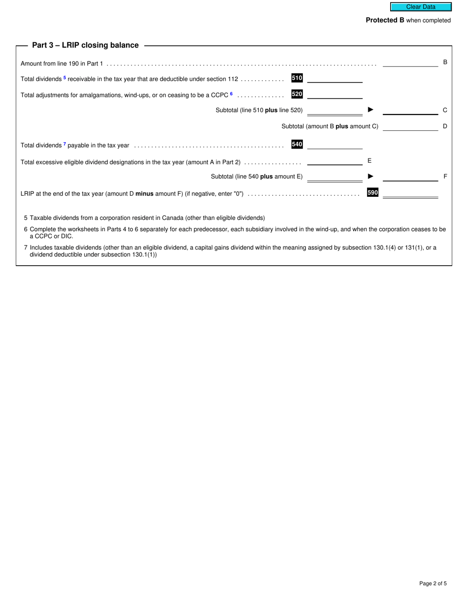 Form T2 Schedule 54 Low Rate Income Pool (Lrip) Calculation (2019 and Later Tax Years) - Canada, Page 2