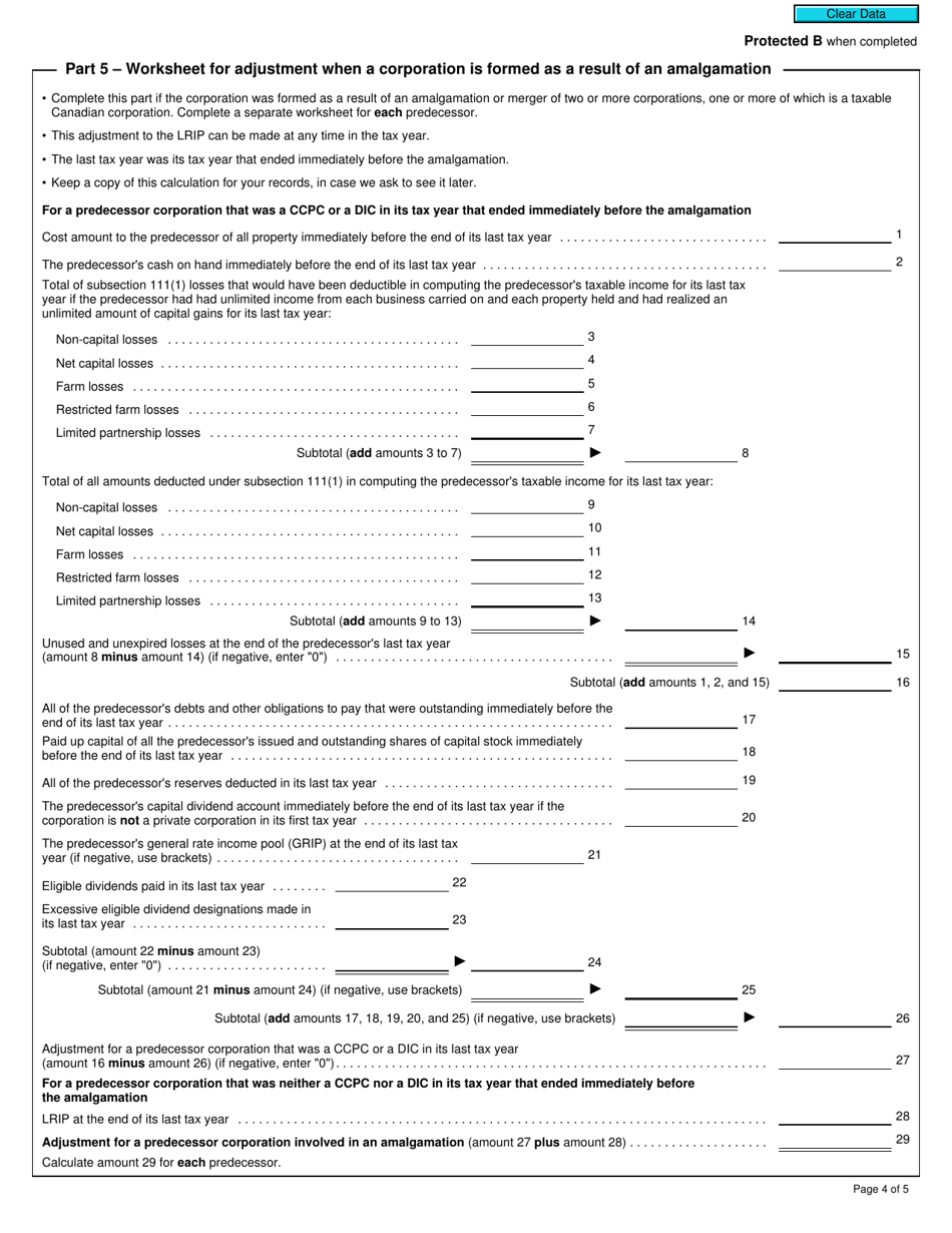 Form T2 Schedule 54 Low Rate Income Pool (Lrip) Calculation (2019 and Later Tax Years) - Canada, Page 4