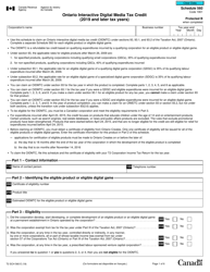 Document preview: Form T2 Schedule 560 Ontario Interactive Digital Media Tax Credit (2019 and Later Tax Years) - Canada