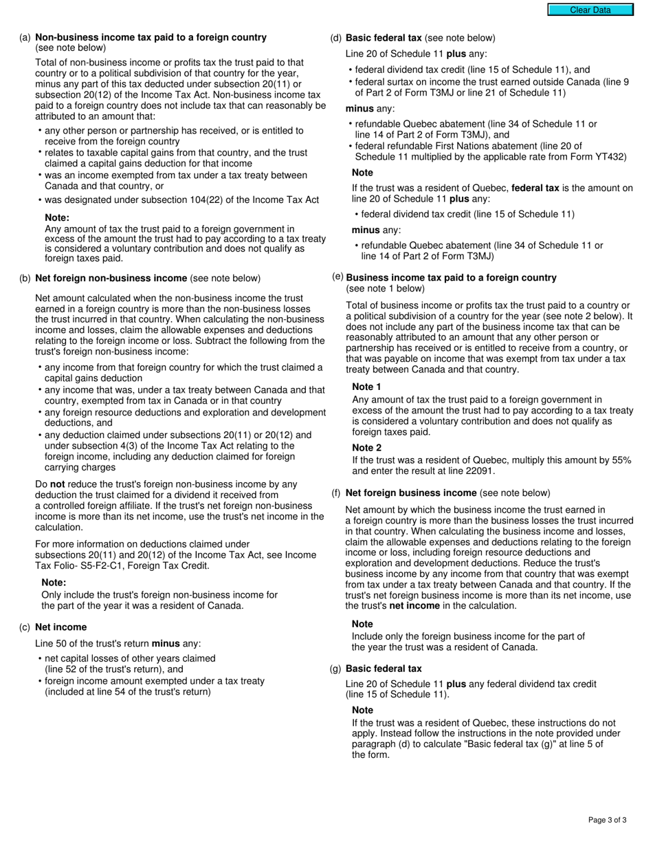 Form T3 FFT Federal Foreign Tax Credits - Canada, Page 3