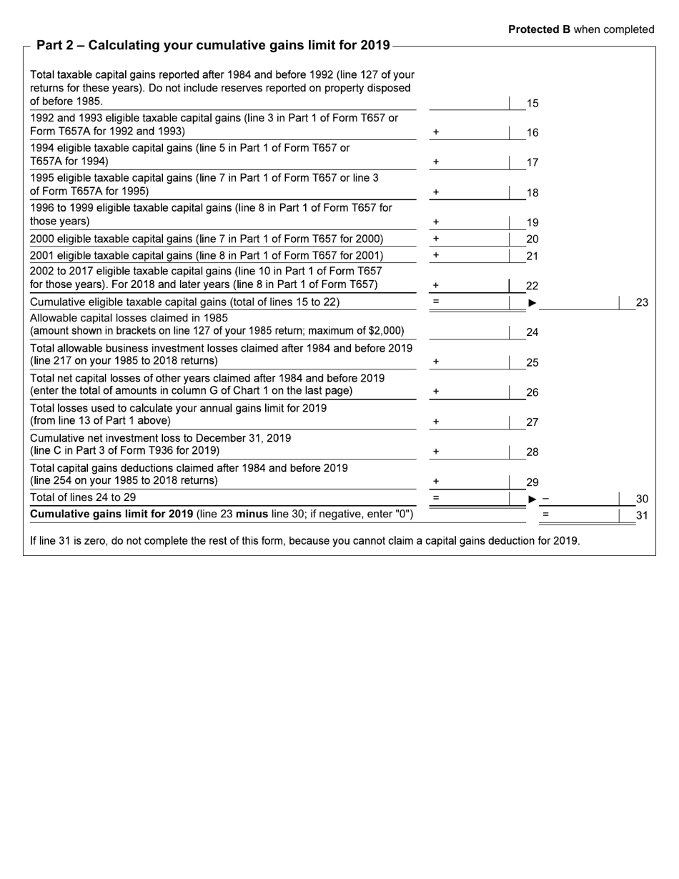 Form T657 Calculation of Capital Gains Deduction - Canada, Page 3