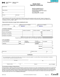 Form B273 Excise Return - Cigarette Inventory Tax - Canada