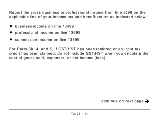 Form T2125 Statement of Business or Professional Activities (Large Print) - Canada, Page 11