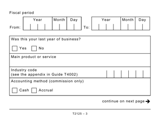 Form T2125 Statement of Business or Professional Activities (Large Print) - Canada, Page 3