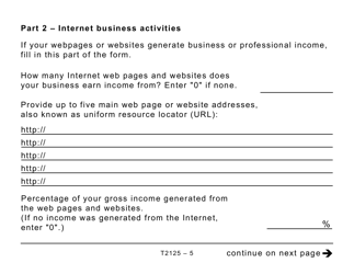 Form T2125 Statement of Business or Professional Activities (Large Print) - Canada, Page 5