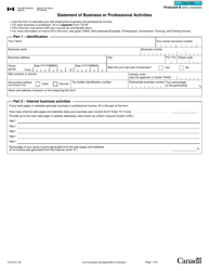 Form T2125 Statement of Business or Professional Activities - Canada