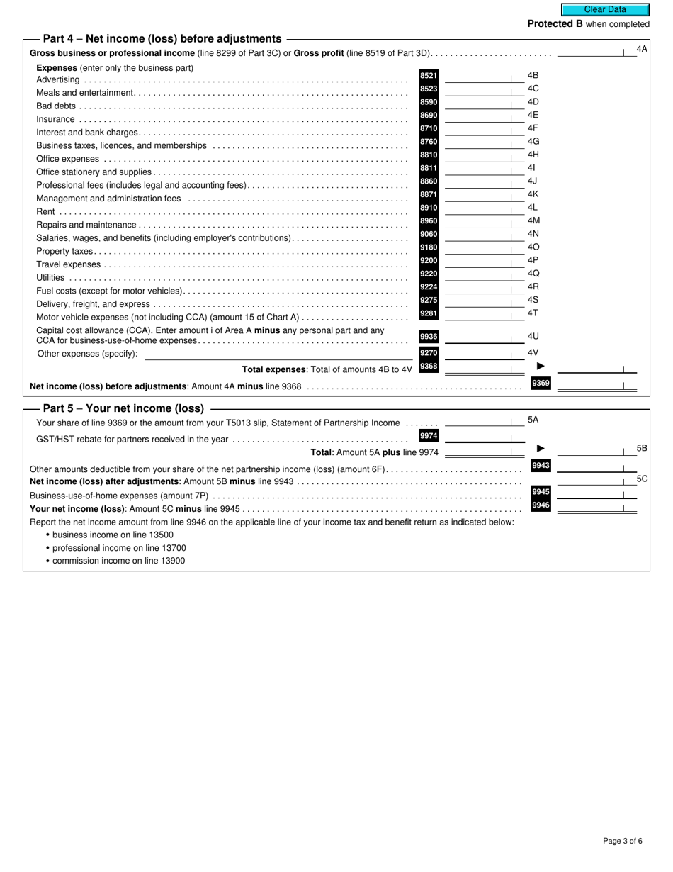 Form T2125 Statement of Business or Professional Activities - Canada, Page 3