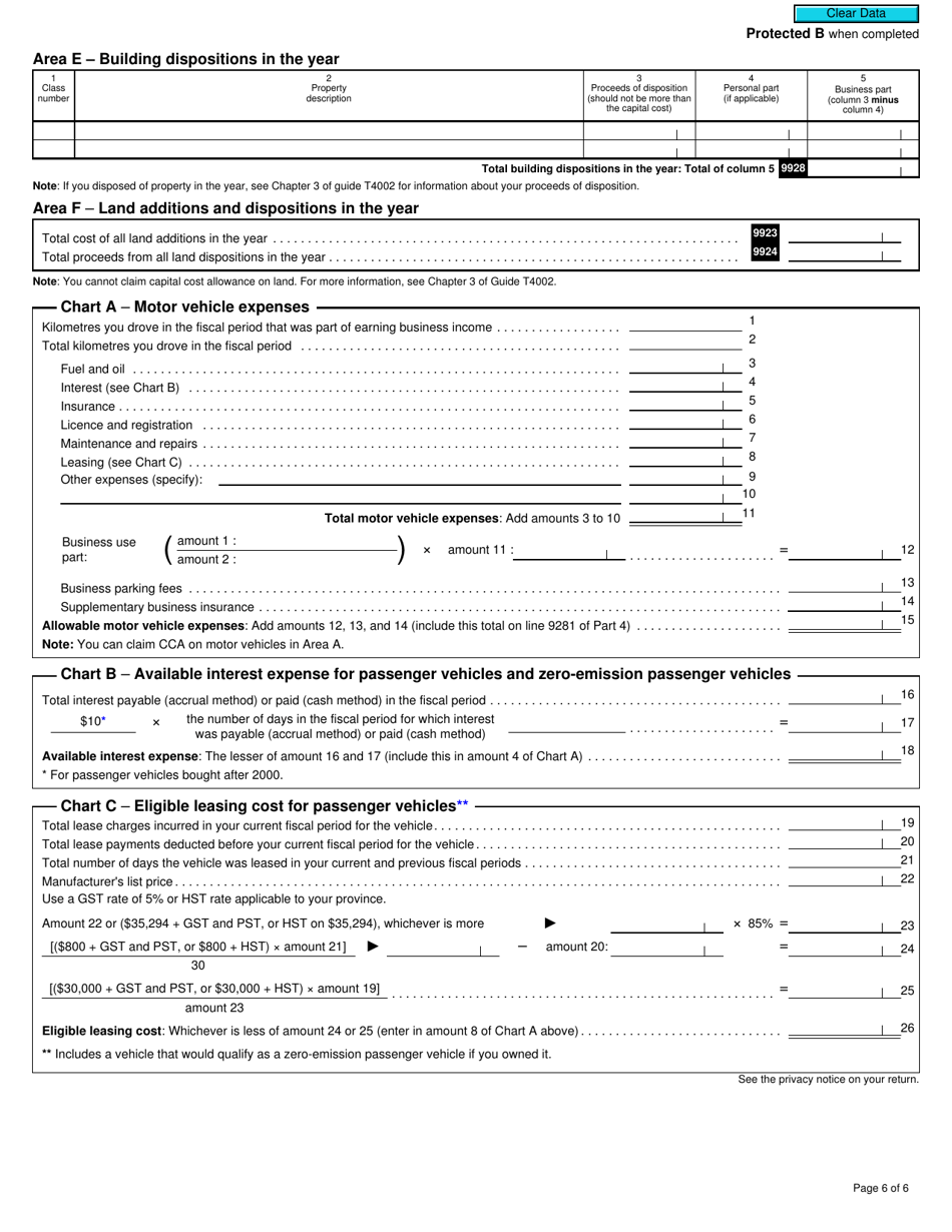 Form T2125 Statement of Business or Professional Activities - Canada, Page 6