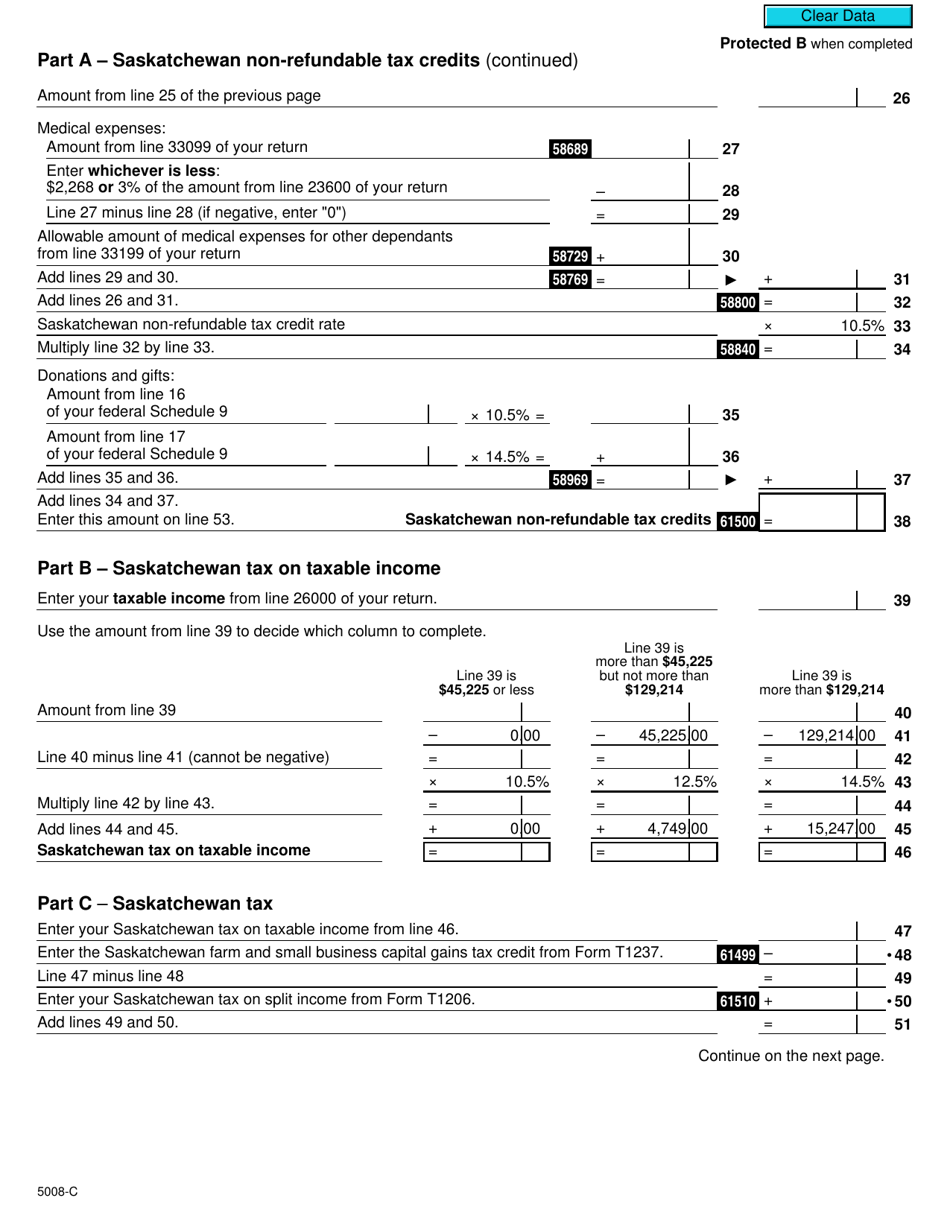 Form 5008-C (SK428) Saskatchewan Tax and Credits - Canada, Page 2