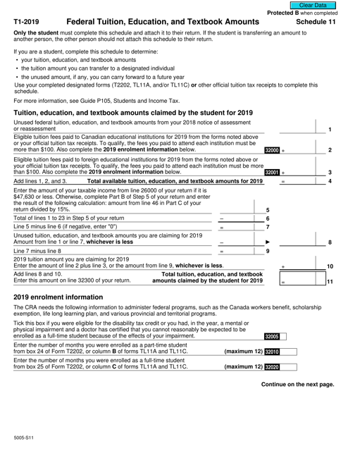 Form 5005-S11 Schedule 11 2019 Printable Pdf