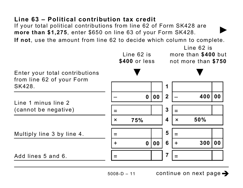 Form 5008-D Worksheet SK428 Saskatchewan - Large Print - Canada, Page 11