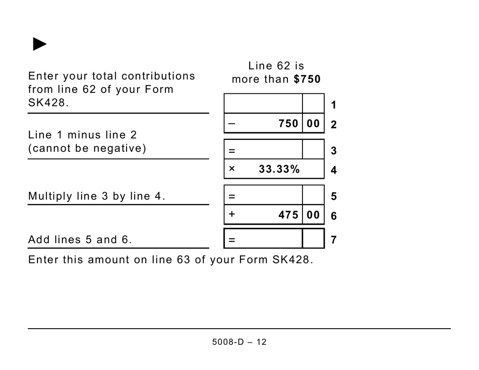 Form 5008-D Worksheet SK428 Saskatchewan - Large Print - Canada, Page 12