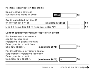 Form 5008-C (SK428) Saskatchewan Tax and Credits - Large Print - Canada, Page 11