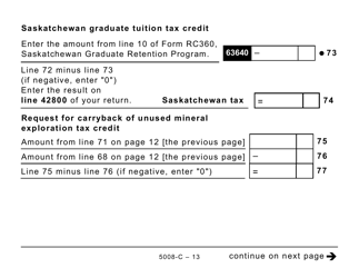 Form 5008-C (SK428) Saskatchewan Tax and Credits - Large Print - Canada, Page 13