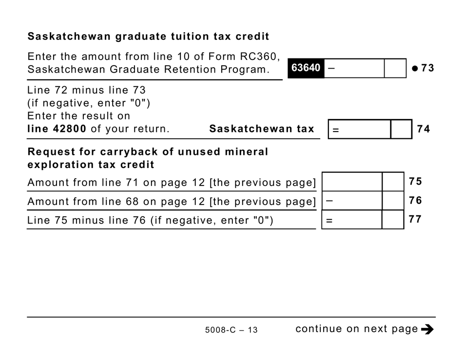 Form 5008-C (SK428) Saskatchewan Tax and Credits - Large Print - Canada, Page 13