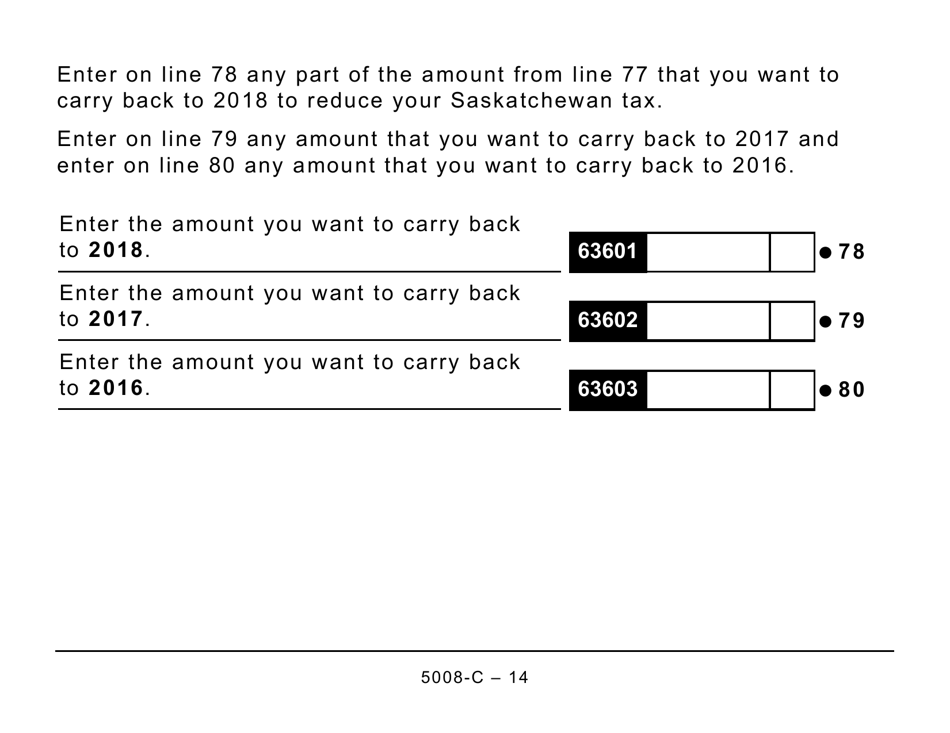 Form 5008-C (SK428) Saskatchewan Tax and Credits - Large Print - Canada, Page 14