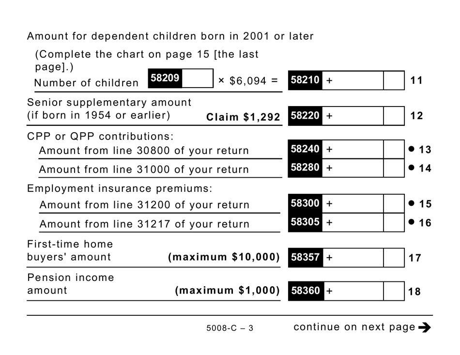 Form 5008-C (SK428) Saskatchewan Tax and Credits - Large Print - Canada, Page 3