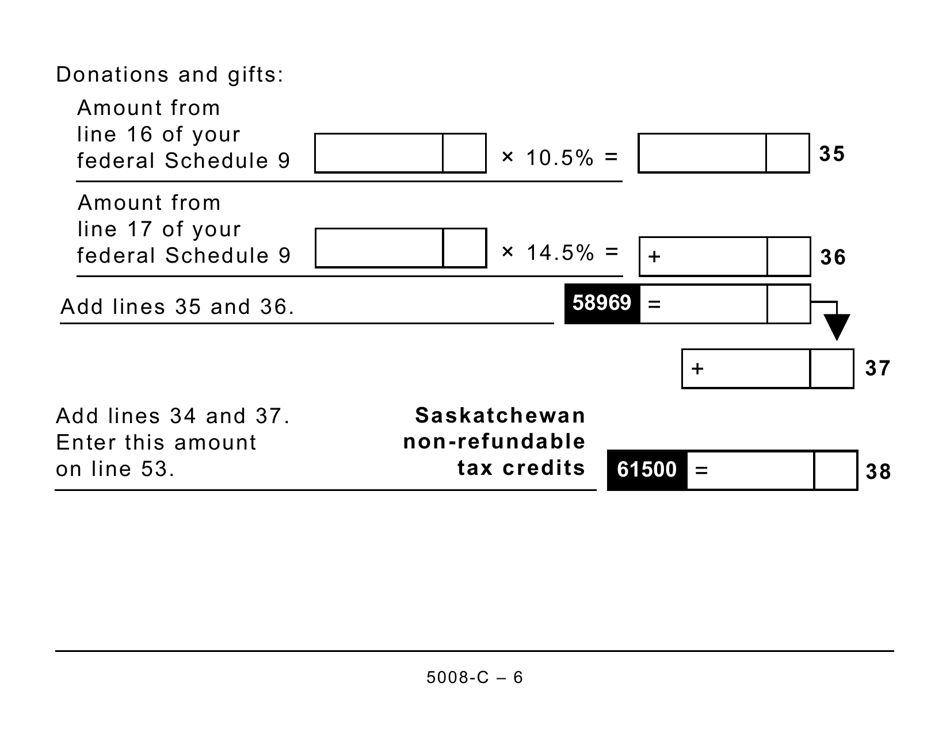 Form 5008-C (SK428) Saskatchewan Tax and Credits - Large Print - Canada, Page 6