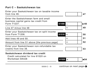 Form 5008-C (SK428) Saskatchewan Tax and Credits - Large Print - Canada, Page 9