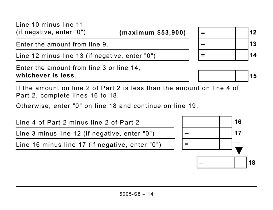 Form 5005-S8 Schedule 8 Quebec Pension Plan Contributions (Large Print) - Canada, Page 14