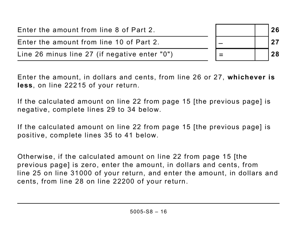 Form 5005-S8 Schedule 8 Quebec Pension Plan Contributions (Large Print) - Canada, Page 16