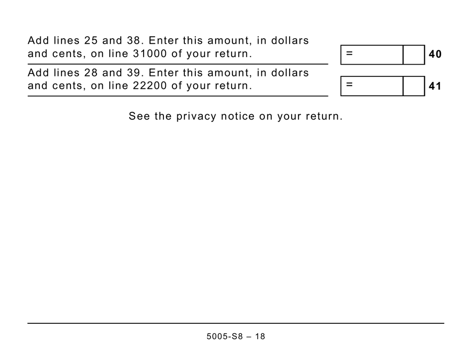 Form 5005-S8 Schedule 8 Quebec Pension Plan Contributions (Large Print) - Canada, Page 18