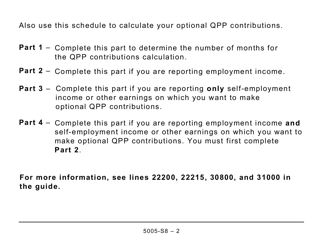 Form 5005-S8 Schedule 8 Quebec Pension Plan Contributions (Large Print) - Canada, Page 2