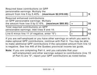 Form 5005-S8 Schedule 8 Quebec Pension Plan Contributions (Large Print) - Canada, Page 8