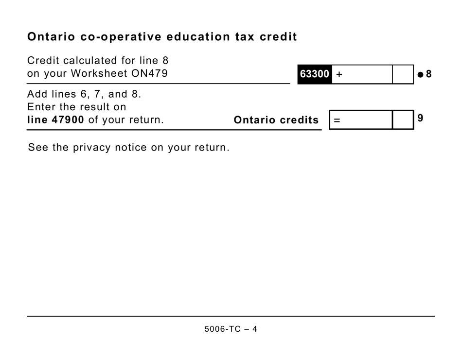 Form ON479 (5006-TC) Ontario Credits (Large Print) - Canada, Page 4