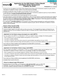 Form ON-BEN (5006-TG) Application for the 2020 Ontario Trillium Benefit and Ontario Senior Homeowners&#039; Property Tax Grant - Canada