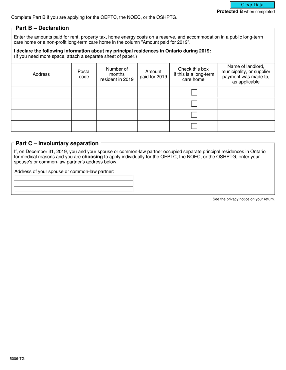 Form ON-BEN (5006-TG) Application for the 2020 Ontario Trillium Benefit and Ontario Senior Homeowners Property Tax Grant - Canada, Page 3